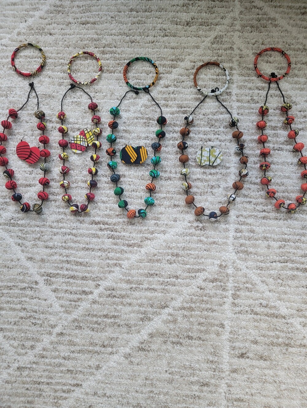 Handmade Multicolor Beaded Women's Necklace with Bracelet Set